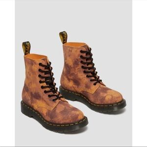 Dr. Martens 1460 Pascal Burnt Orange Grunge Tie-Dye Boots Size 7 NWT